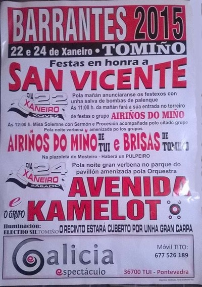 FESTAS NA HONRA A SAN VICENTE O 22 E 24 DE XANEIRO EN BARRANTES - TOMIO