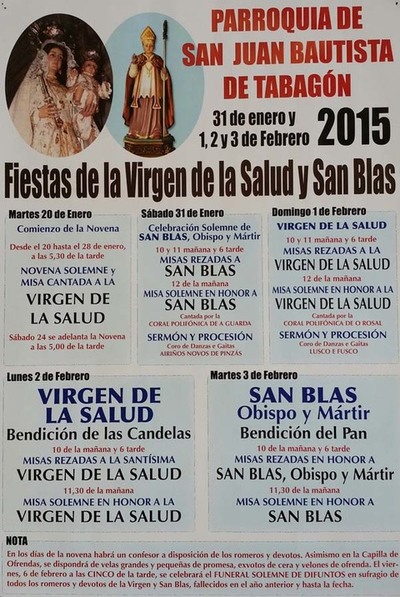 MISAS VIRXE DA SADE E SAN BRAIS DO 31 DE XANEIRO  3 DE FEBREIRO NO ROSAL