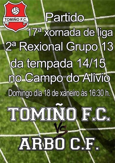 ESTE DOMINGO DA 18 TOMIO FC - ARBO CF
