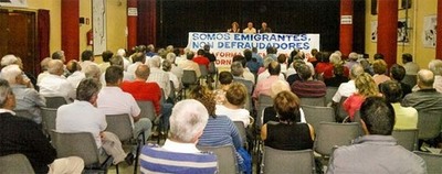 REUNIN DOS EMIGRANTES RETORNADOS HOXE MRCORES EN TOMIO