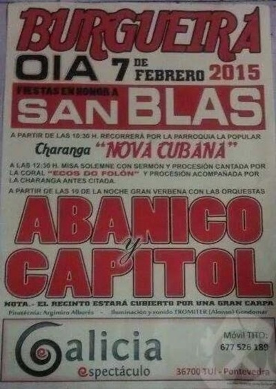 FESTAS EN HONOR A SAN BLAS O 7 DE FEBREIRO EN BURGUEIRA-OIA