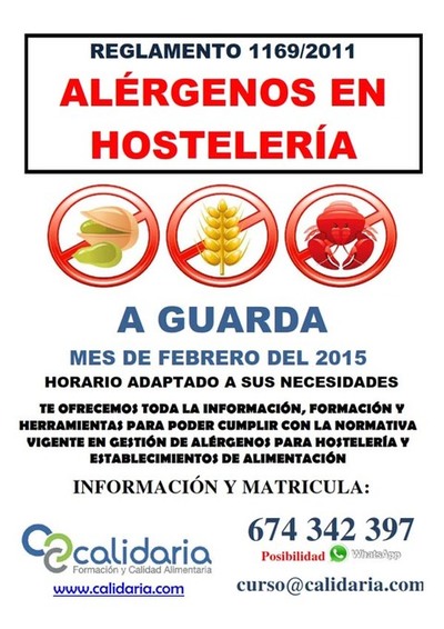 CALIDARIA OFRECE FORMACIN BONIFICADA PARA ADAPTAR LOS ESTABLECIMIENTO DE HOSTELERA Y RESTAURACIN AL REGLAMENTO 1169/2011