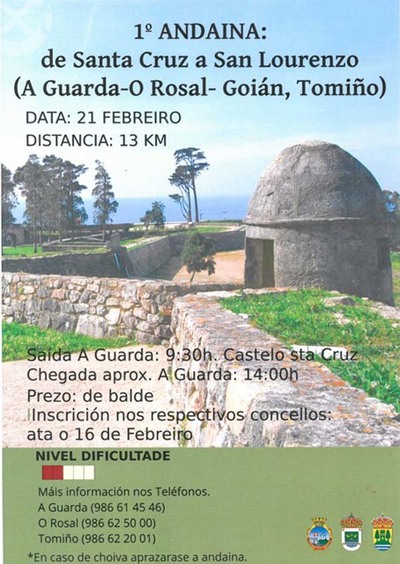 DE SANTA CRUZ A SAN LOURENZO, ANDAINA ESPECIAL O SBADO 21 DE FEBREIRO QUE PERMITIR COECER ESTAS DAS  FORTALEZAS E O SEU ENTORNO