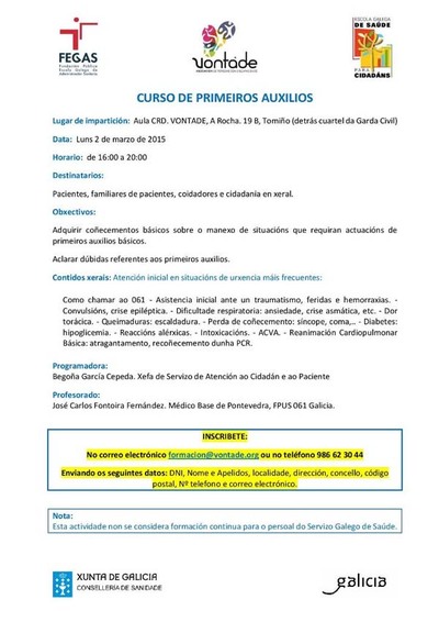 CURSO DE PRIMEIROS AUXILIOS EN VONTADE