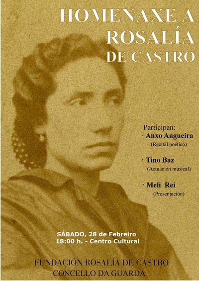 A GUARDA REALIZA ESTE SBADO UN EVENTO CO GALO DO 178 ANIVERSARIO DO NACEMENTO DE ROSALA DE CASTRO