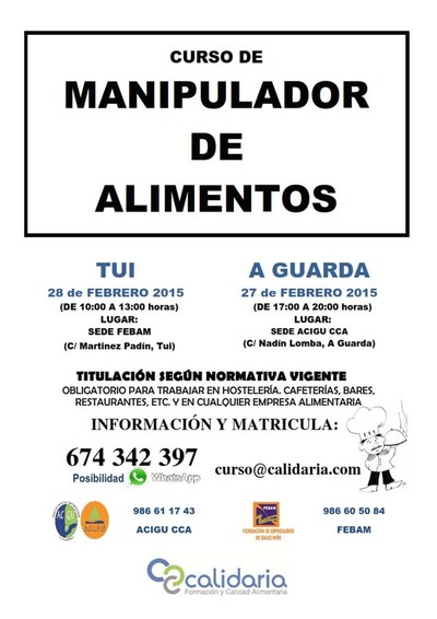 ACIGU Y FEBAM OFRECEN CURSOS DE MANIPULADOR DE ALIMENTOS EL 27 Y 28 DE FEBRERO