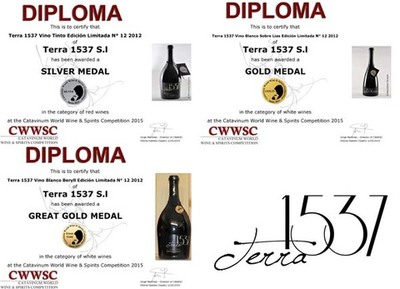 LA BODEGA TERRA 1537 DE O ROSAL GANADORA DE TRES MEDALLAS EN EL CERTAMEN CWWSC 2015