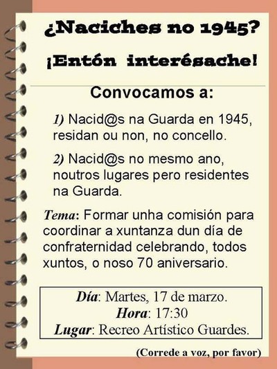 XUNTANZA DOS NADOS NO 1945 NA GUARDA