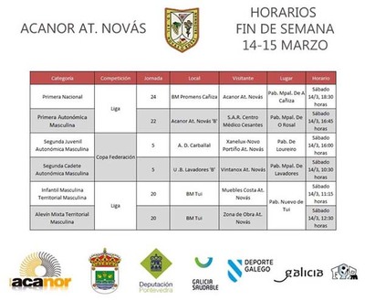 PARTIDOS DO ACANOR ATL. NOVS PARA O 14 E 15 DE MARZO DE 2015