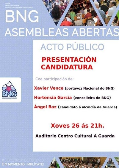 PRESENTACIN CANDIDATURA BNG ASAMBLEAS ABERTAS A GUARDA