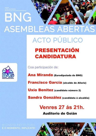 PRESENTACIN CANDIDATURA BNG ASAMBLEAS ABERTAS TOMIO