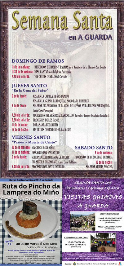 HORARIOS E SERVIZOS DA SEMANA SANTA 2015 NA GUARDA