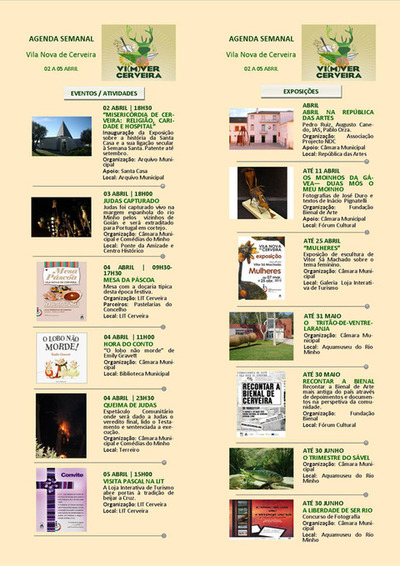 AGENDA SEMANAL DO MUNICPIO DE VILA NOVA DE CERVEIRA PARA O PERODO ENTRE 02 E 05 DE ABRIL 2015