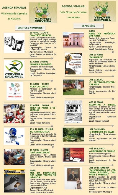 AGENDA SEMANAL VILANOVA DE CERVEIRA 10-16 ABRIL 2015