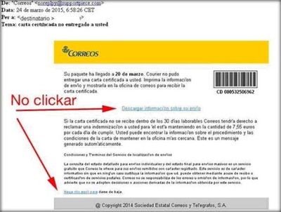 LA POLICA NACIONAL ALERTA DE UNA OLEADA DE EMAILS QUE SIMULAN SER CORREOS U OTROS SERVICIOS DE MENSAJERA PARA ESTAFAR A USUARIOS DE INTERNET