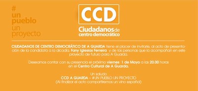 CIUDADANOS DE CENTRO DEMOCRTICO DE A GUARDA PRESENTA ESTE VIERNES SU CANDIDATURA A LAS MUNICIPALES 2015