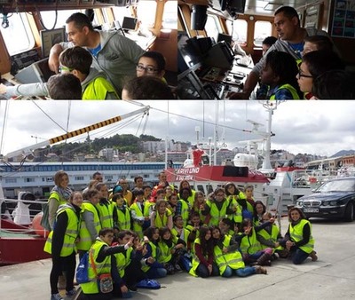 LOS COLEGIOS DE PRIMARIA DE A GUARDA VISITAN UN BARCO DE ORPAGU