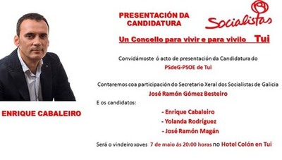 O PSdG-PSOE DE TUI PRESENTA A SA CANDIDATURA S MUNICIPAIS ESTE XOVES DA 7 DE MAIO
