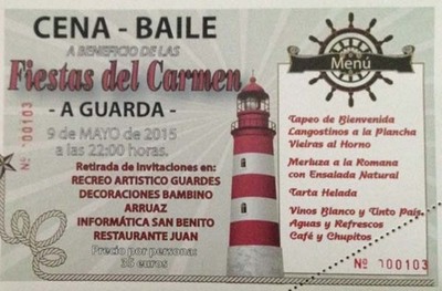 CENA-BAILE FIESTAS DEL CARMEN 2015 EL 9 DE MAYO