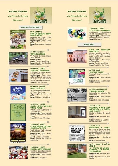 AGENDA SEMANAL DO MUNICPIO DE VILA NOVA DE CERVEIRA 8 A 14 DE MAIO