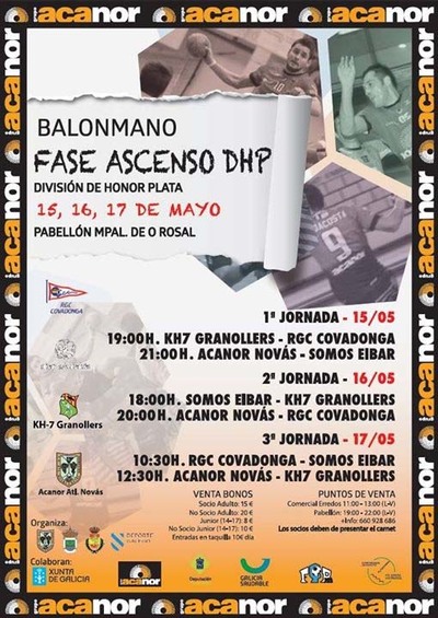 LA FASE DE ASCENSO DHP SE JUEGA EN O ROSAL DEL 15 AL 17 DE MAYO