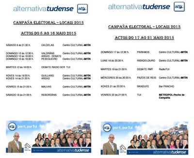 CALENDARIO DE MITINS DE ALTERNATIVA TUDENSE