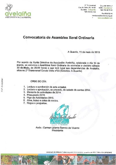 ASAMBLEA XERAL DE SOCIOS DE AVELAI�A O 30 DE MAIO