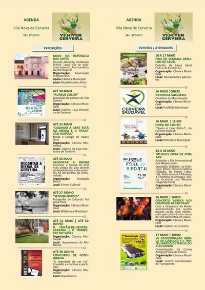 AGENDA DE FIM DE SEMANA DE 16 E 17 DE MAIO 2015 DO MUNICPIO DE VILA NOVA DE CERVEIRA
