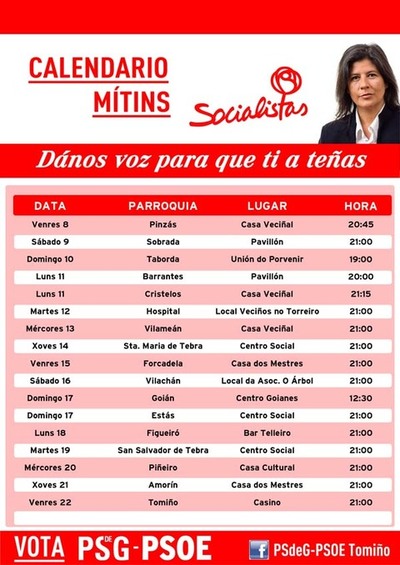 CALENDARIO DE MTINS DO PSdG-PSOE DE TOMIO