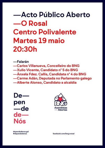 ACTO PBLICO ABERTO  DO BNG-AA ESTE MARTES NO ROSAL