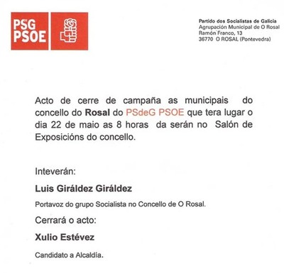 ACTO DE PECHE DE CAMPAA DO PSdG-PSOE DO ROSAL