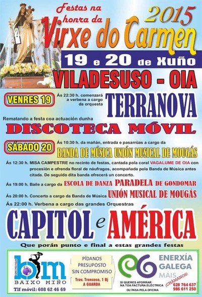 FESTAS NA HONRA DA VIRXE DO CARME O 19 E 20 DE XUO EN OIA