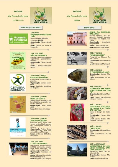 AGENDA SEMANAL DO MUNICPIO DE VILA NOVA DE CERVEIRA 19-21 DE JUNHO