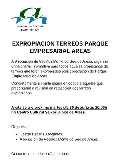 CHARLA INFORMATIVA SOBRE EXPROPIACIN DE TERREOS DO PARQUE EMPRESARIAL DE AREAS