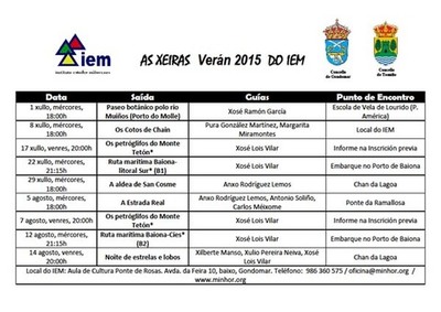 CALENDARIO DAS XEIRAS DO IEM VERN 2015