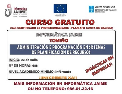 CURSO GRATUITO EN TOMIO: ADMINISTRACIN E PROGRAMACIN EN SISTEMAS DE PLANIFICACIN DE RECURSOS