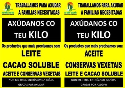 SOS TOMIO PON EN MARCHA UNHA CAMPAA DE RECOLLIDA DE ALIMENTOS EN TUI E TOMIO