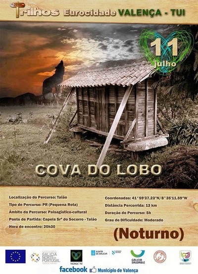 ESTE SBADO DA 11 DE XULLO, A EUROCIDADE CELEBRAR O TRILHO NOCTURNO COVA DO LOBO EN VALENA