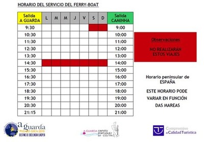 INFORMACIN DEL TRANSBORDADOR (FERRY BOAT) A GUARDA-CAMINHA JULIO Y AGOSTO 2015