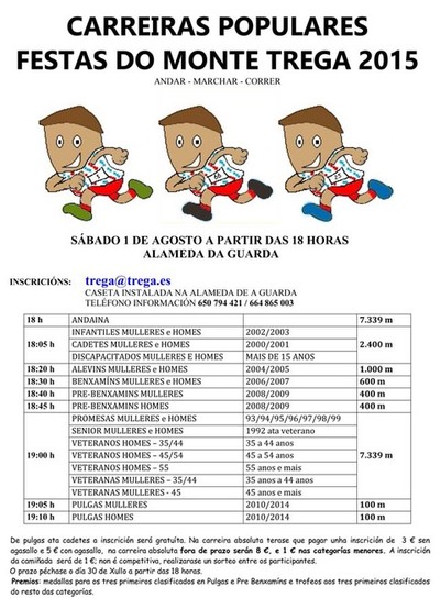 CARREIRAS POPULARES FESTAS DO MONTE TREGA 2015 ANDAR - MARCHAR - CORRER