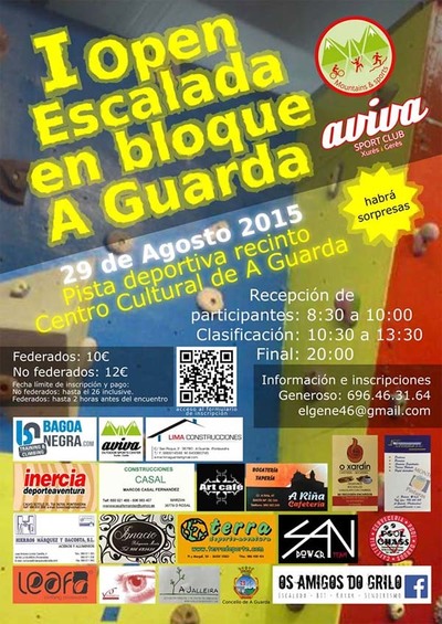 I OPEN ESCALADA EN BLOQUE A GUARDA EL 29 DE AGOSTO