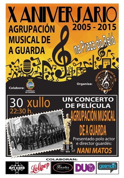 -CONCERTO DE PELCULA- ESTE XOVES NO X ANIVERSARIO AGRUPACIN MUSICAL DE A GUARDA