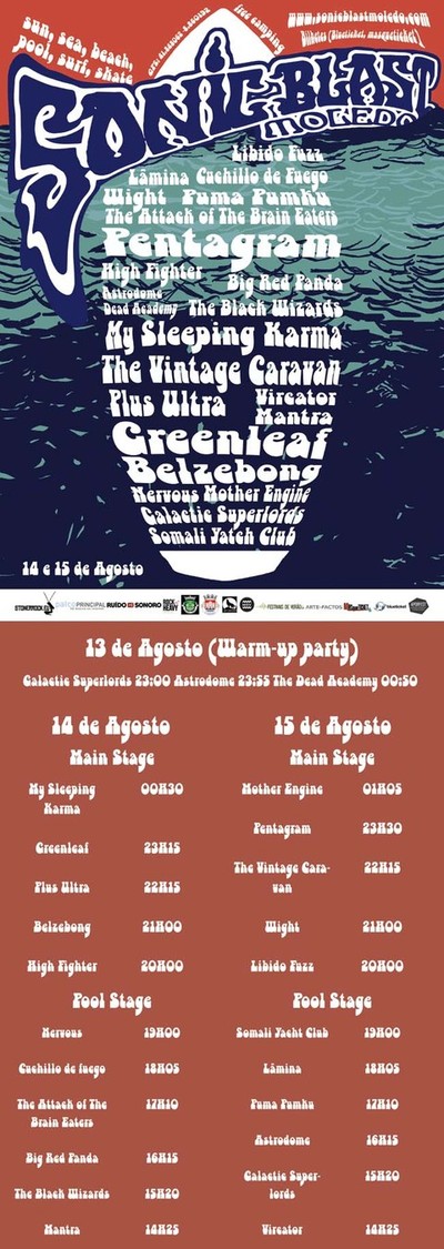 HORRIOS PARA O SONICBLAST MOLEDO 2015