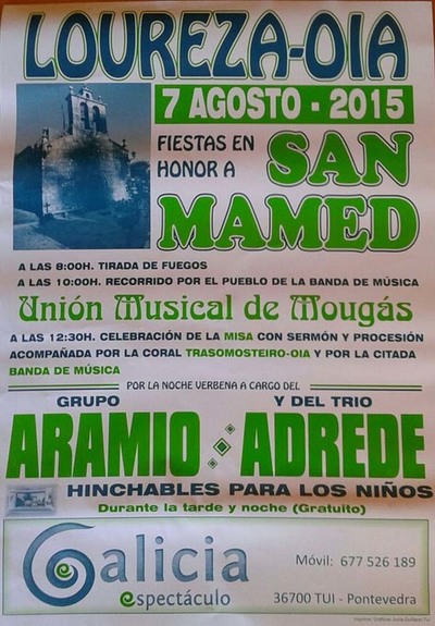 FESTAS NA HONRA A SAN MAMED EN LOUREZA-OIA O 7 DE AGOSTO