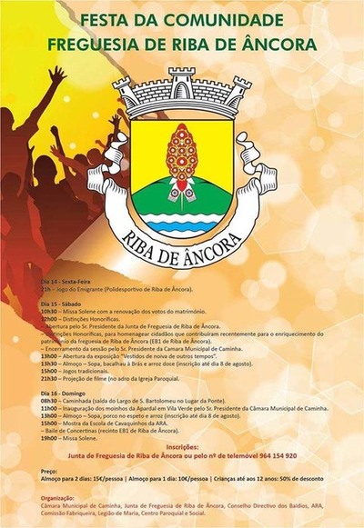 FESTAS DA COMUNIDADE FREGUESA RIBA DE ANCORA DE 14 A 16 DE AGOSTO