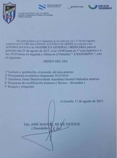 ASAMBLEA DO ATL. GUARD�S BALONM�N O 26 DE AGOSTO