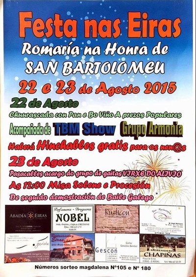 FESTA NAS EIRAS - ROMERA SAN BARTOLOMEU OS DAS 22 E 23 DE AGOSTO