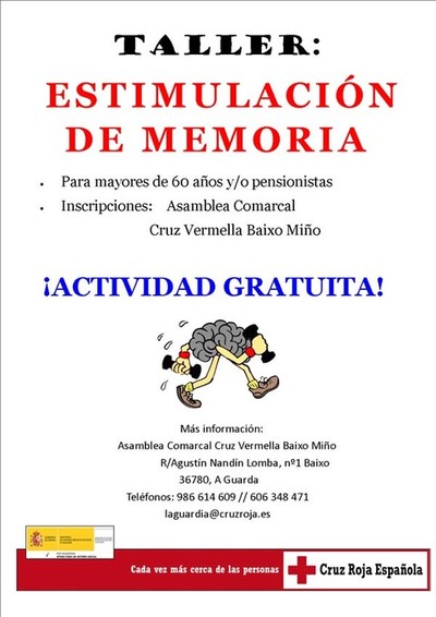 ABIERTO EL PLAZO DE INSCRIPCIN PARA LOS TALLERES DE MEMORIA QUE ORGANIZA CRUZ ROJA BAIXO MIO EN A GUARDA