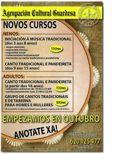 NOVOS CURSOS DA AGRUPACIN CULTURAL GUARDESA