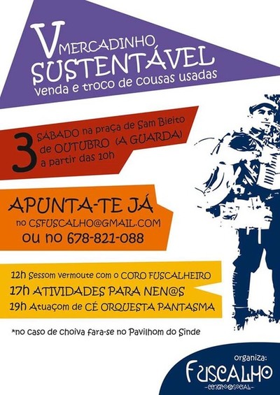 V MERCADINHO SUSTENTVEL DE VENDA E TROCO DE COUSAS USADAS O SBADO 3 DE OUTUBRO NA GUARDA